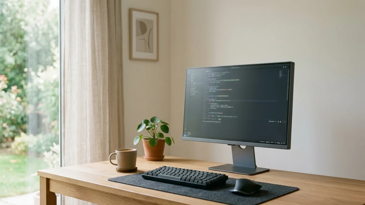 deep focus workspace minimal no distraction setup clean desk productivity environment