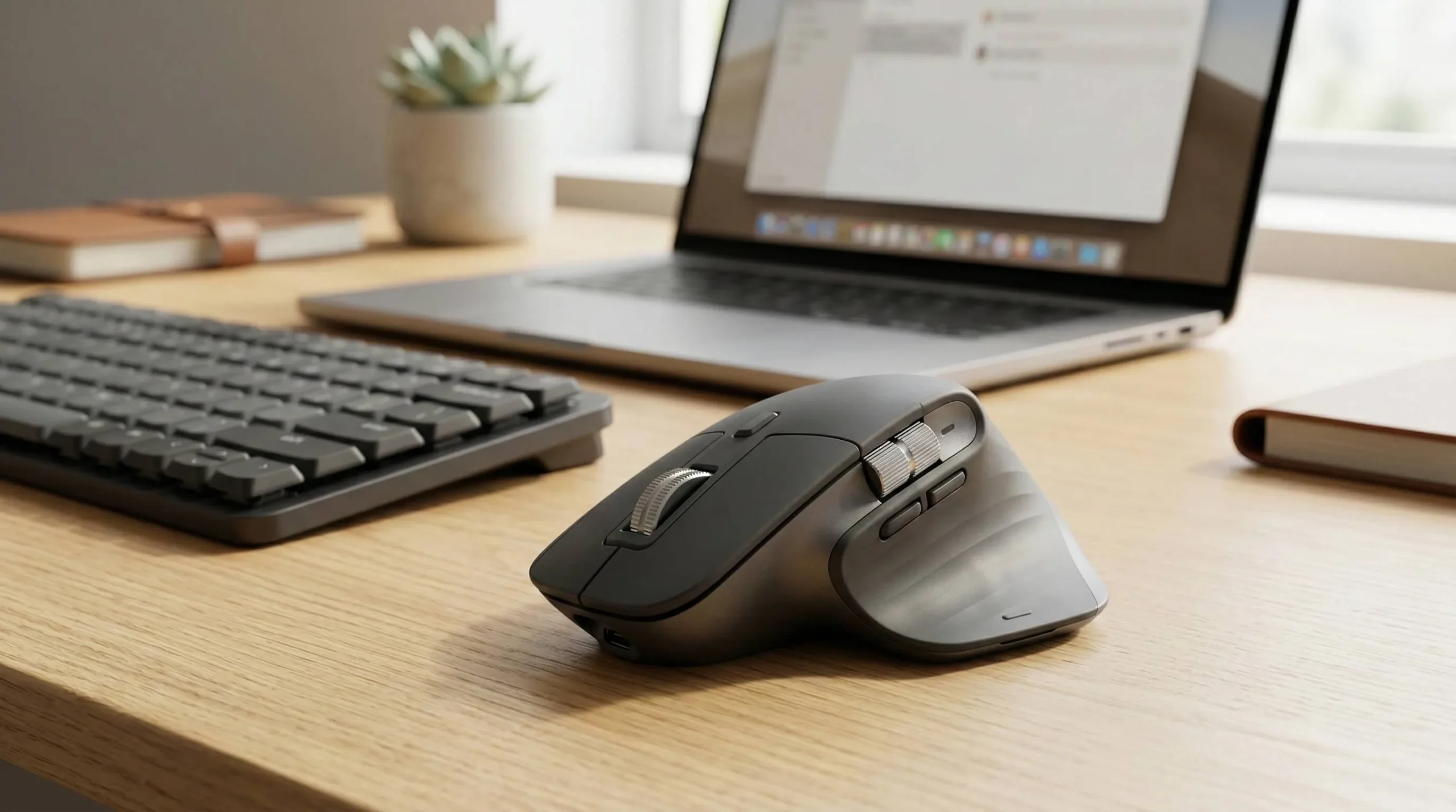 logitech mx master 3s wireless productivity mouse on desk setup