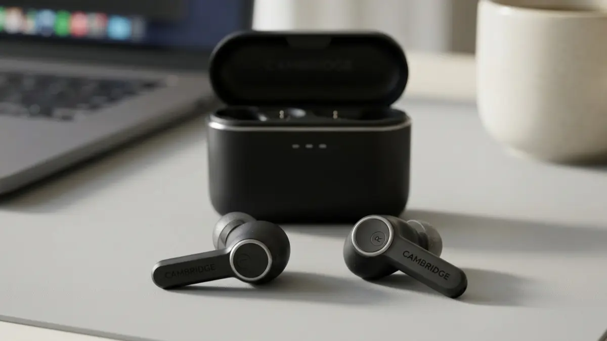 Cambridge Audio Melomania A100 true wireless earbuds with charging case in Black