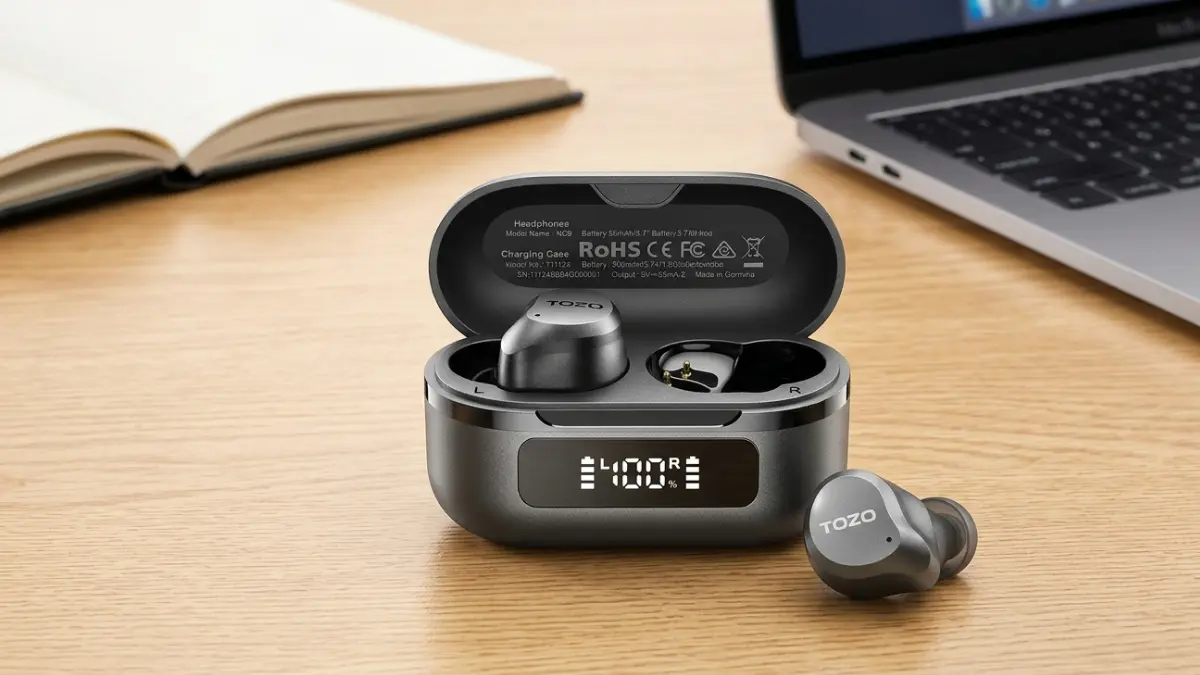 TOZO NC9 review 2026 — budget hybrid ANC earbuds with charging case